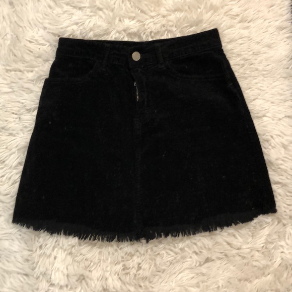 Brandy Melville Dresses & Skirts - brandy melville black corduroy fringed skirt!🦋